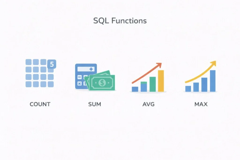 SQL functions COUNT SUM AVG concept