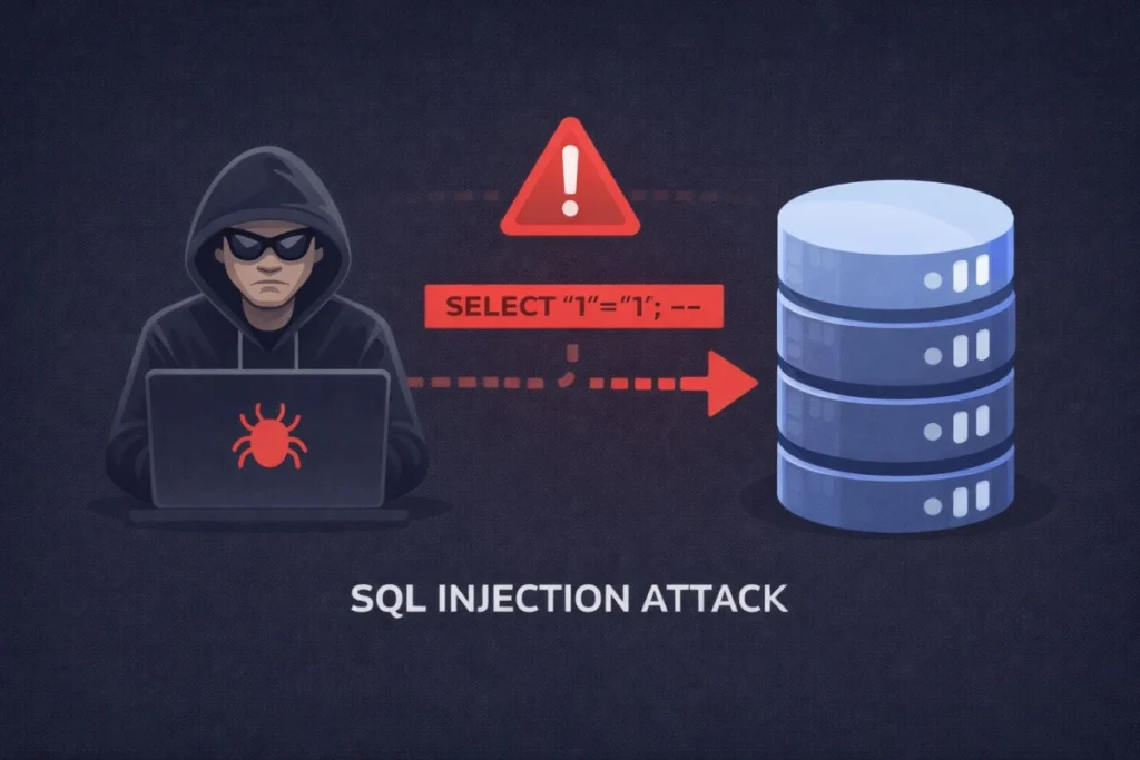 SQL injection attack cybersecurity concept