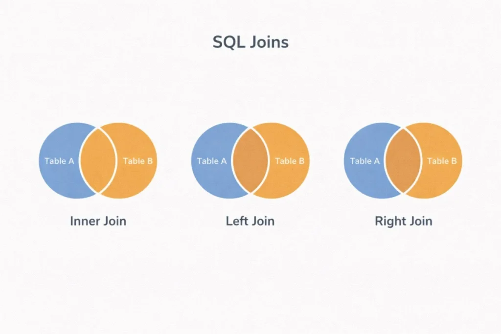 SQL join diagram inner left right join